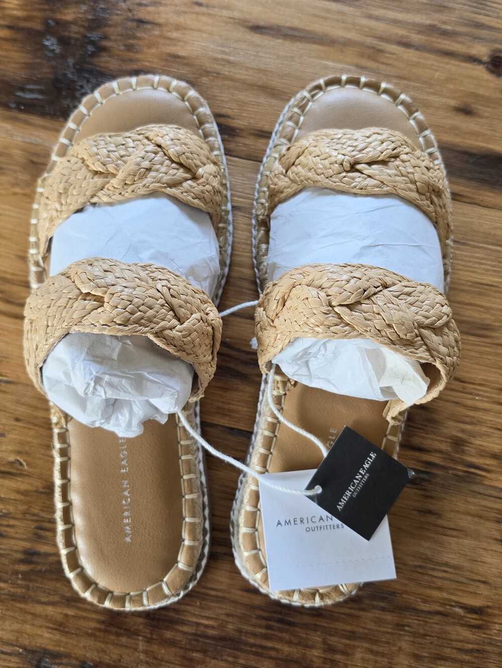 American Eagle Outfitters Tan Braided Sandals Flats Size 8